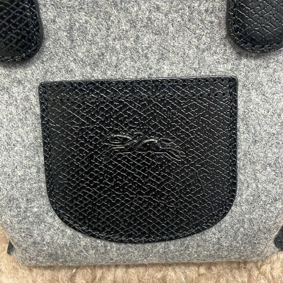 Longchamp Mini Flanelle Essential Tote Bag Wool Felt Gray New - Picture 4 of 8